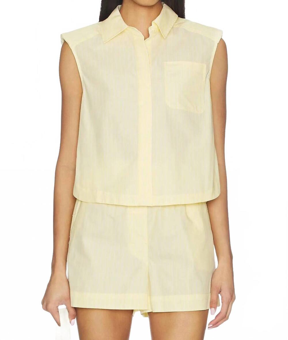 NEW SIMKHAI winslow cropped shirt in buttercream stripe